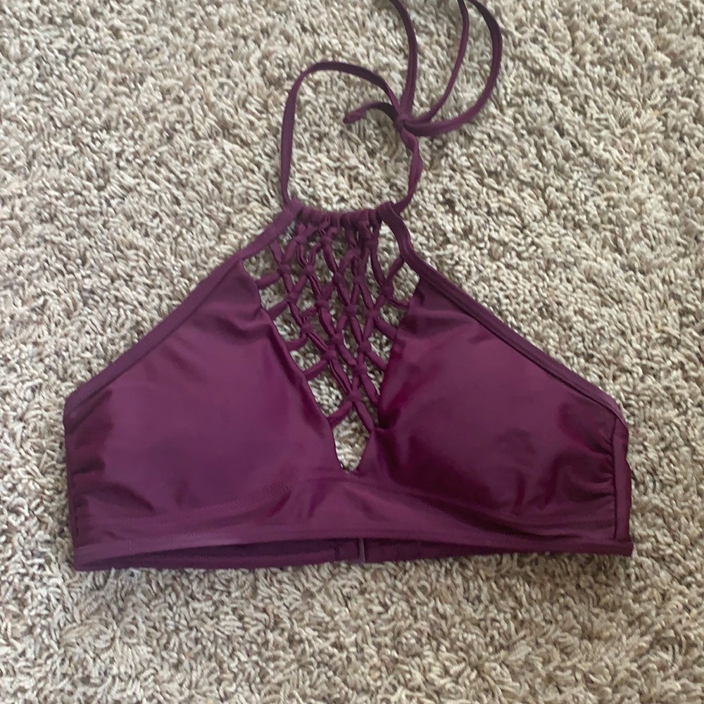 Dark Purple bikini top, pattern in front